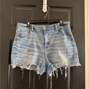 American Eagle Blue Jean Shorts Distressed Frayed Hem